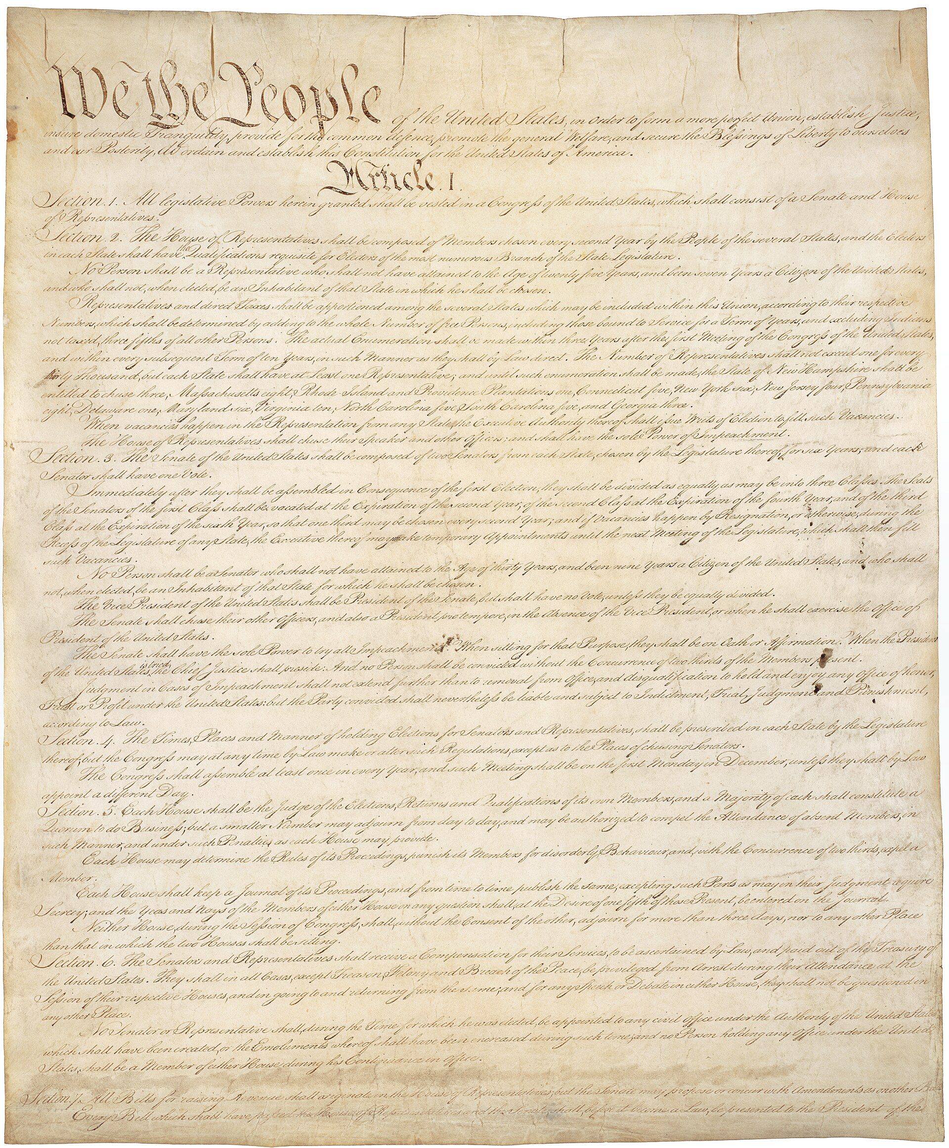 First page of the United States Constitution