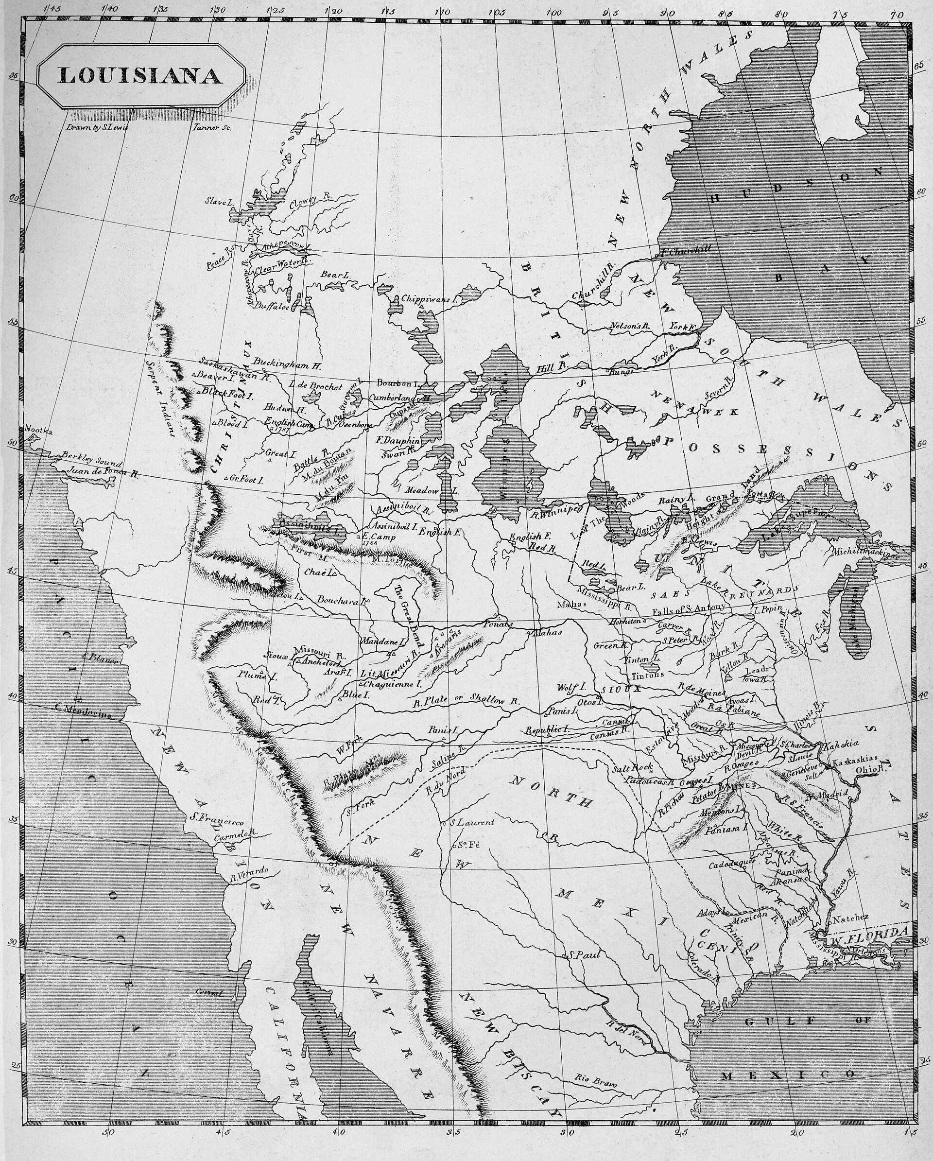 Samuel Lewis 1804 map of Louisiana after the Louisiana Purchase