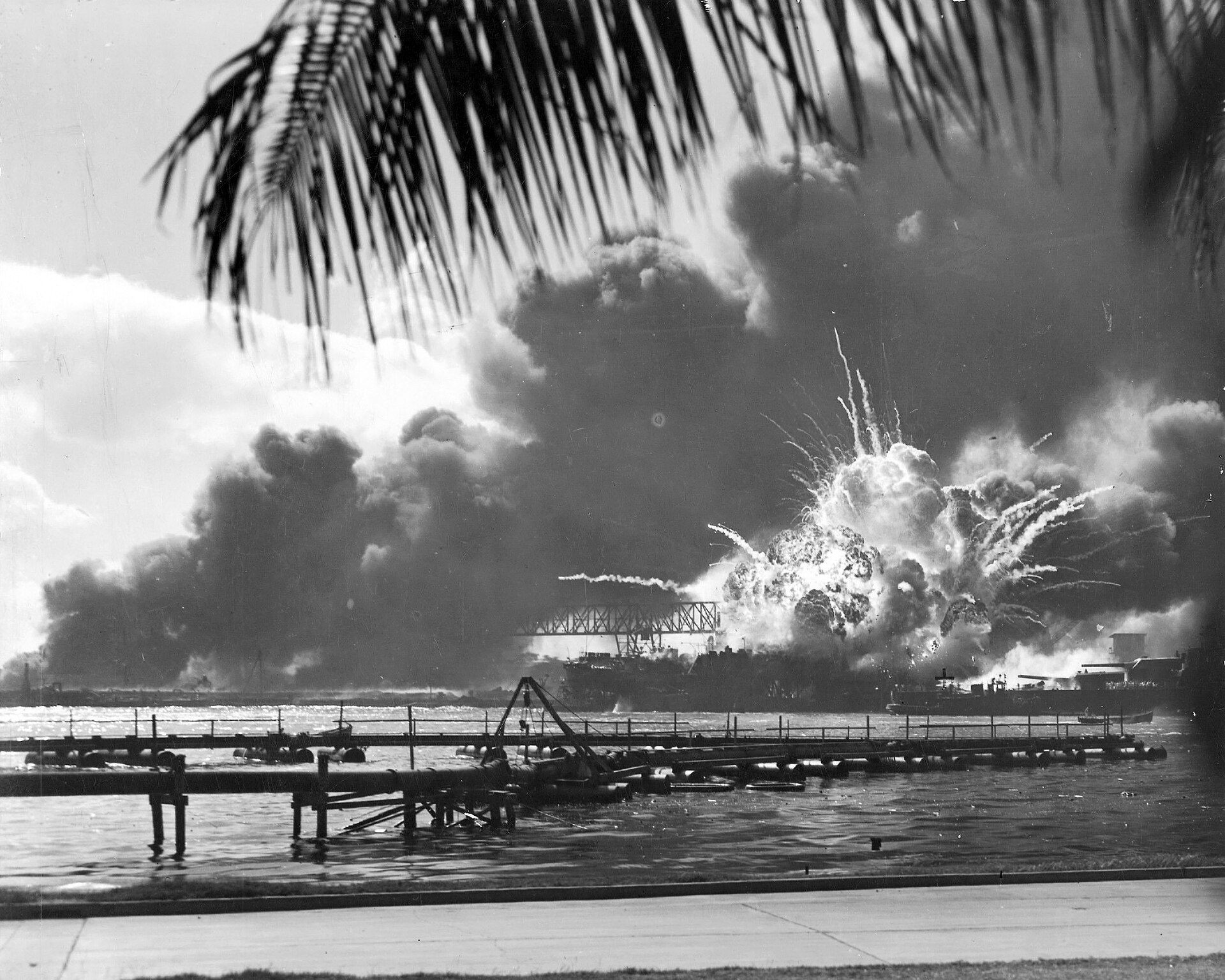 USS Shaw exploding during the Pearl Harbor attack